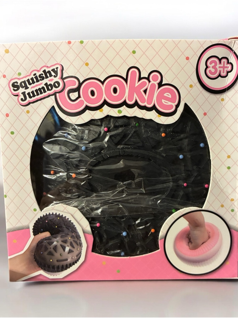 Squeeze Squishy Jumbo Cookie Toy - Black with Multicolor Sprinkles